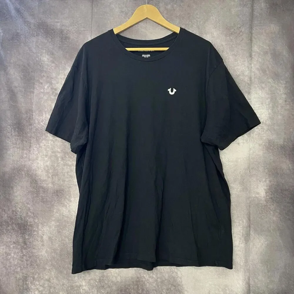 True Religion Mens Black Cotton Short Sleeve Crew Neck Pullover T-Shirt Size 3XL